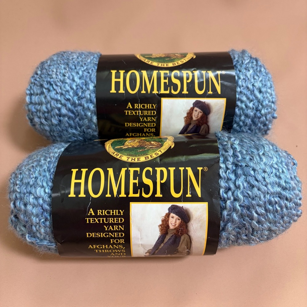 Lion Brand Homespun Yarn Williamsburg Blue 321 Bulky 2 Skeins Same Dye Lot 790